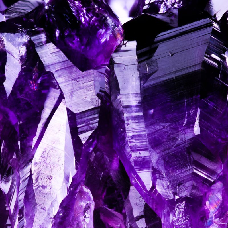 Close up of amethyst crystals
